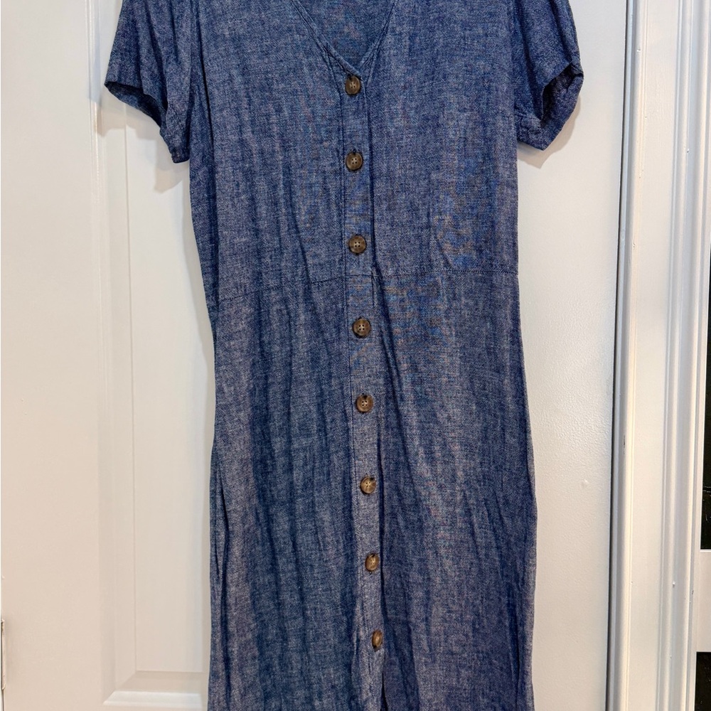 Old Navy Blue Button-Front Midi Dress